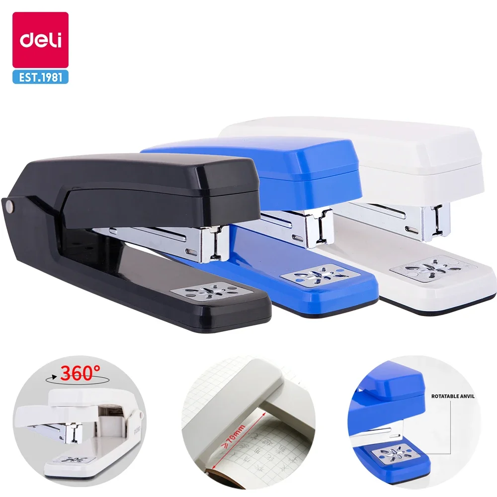 Deli Rotary Stapler 24/6 Rotatable Stapling Machine 25sheets Binding Smooth Stapling Office Accessories School Supply Papeleria