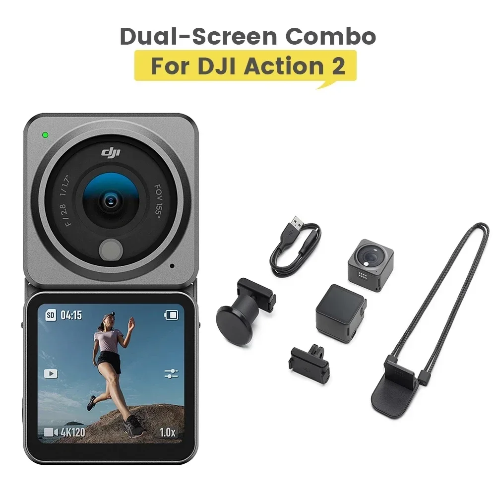 Action 2 Dual-Screen Combo Portable & Wearable 4K 120fps & Super Wide FOV HorizonSteady 10m Waterproof Camera New In Stock