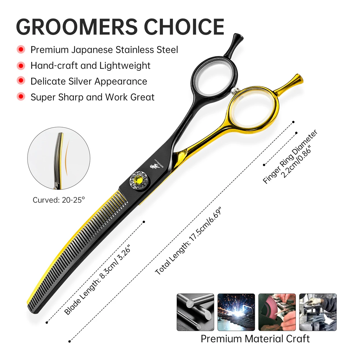 Ножницы для ухода за собаками, – обзор и цена Professional Pet Grooming Scissors Curved