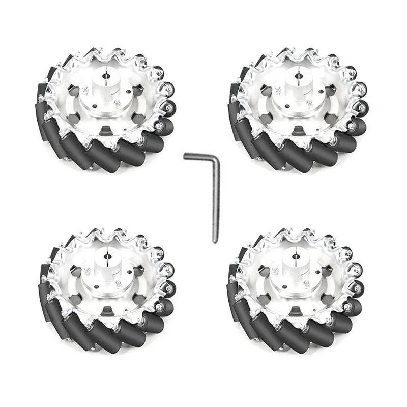 100Kg Load 4pcs High-Quality Mecanum Wheels with Coupling Aluminum Alloy Tires 152mm Wheel ROS Platform Omnidirectional Motion