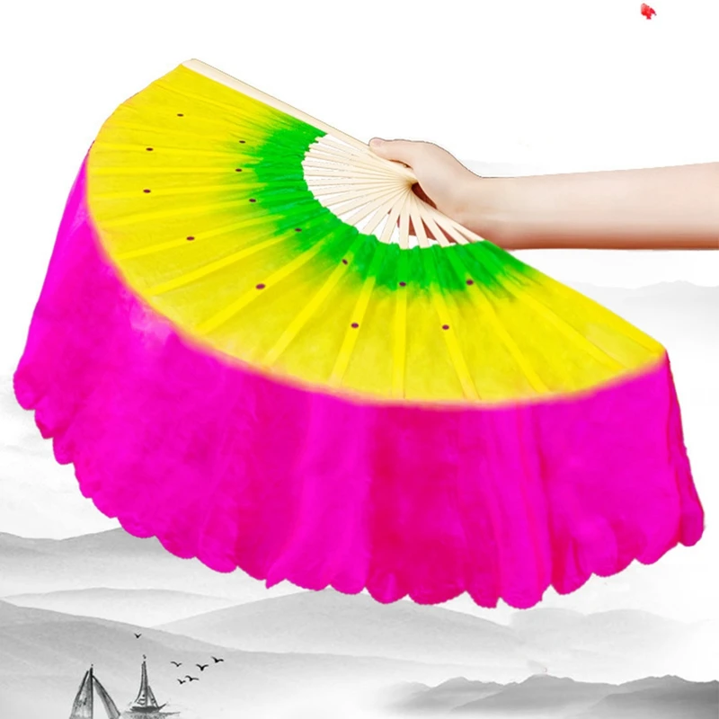 Pink Farbe tanzen Hand Fans falten Handheld Patchwork Bambus Fan chinesischen Stil Tanz Performance Prop Hochzeits feier Dekor