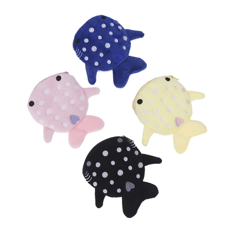 Porte-monnaie requin en peluche de dessin animé pour enfants, portefeuille animal en peluche zéro, sac à monnaie à fermeture éclair, pendentif mignon, sac de câble de données, cadeau, nouveau