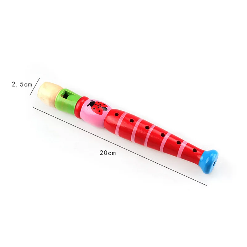 2pcs Wooden Flute 20cm Colorful Children Music Instrument Trumpet Buglet Hooter Kids Educational Learning Musical Toys TMZ
