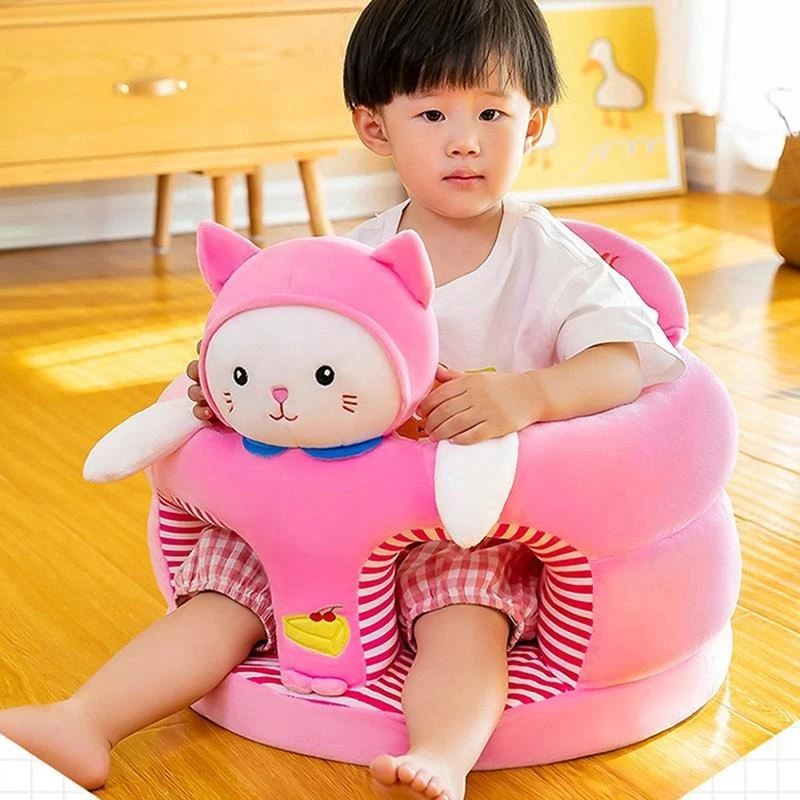 Cute Plush Baby Support Sofa Seat Cover Toddler Sit Learning Feeding Nest Puff Chair Comfort Washable Without Filling