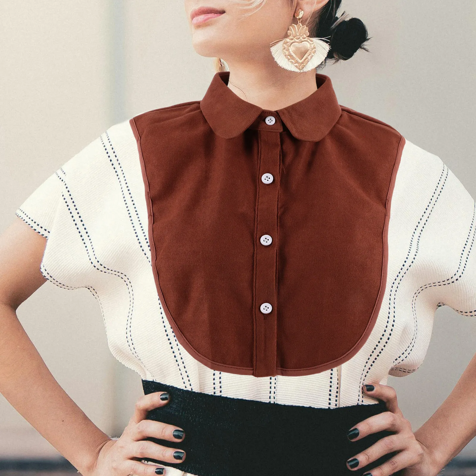 False Collar for Women Detachable Pointed Faux Shirt Collar Brushed Elegant Blouse Attachment for Sweaters Dresses Casual Formal