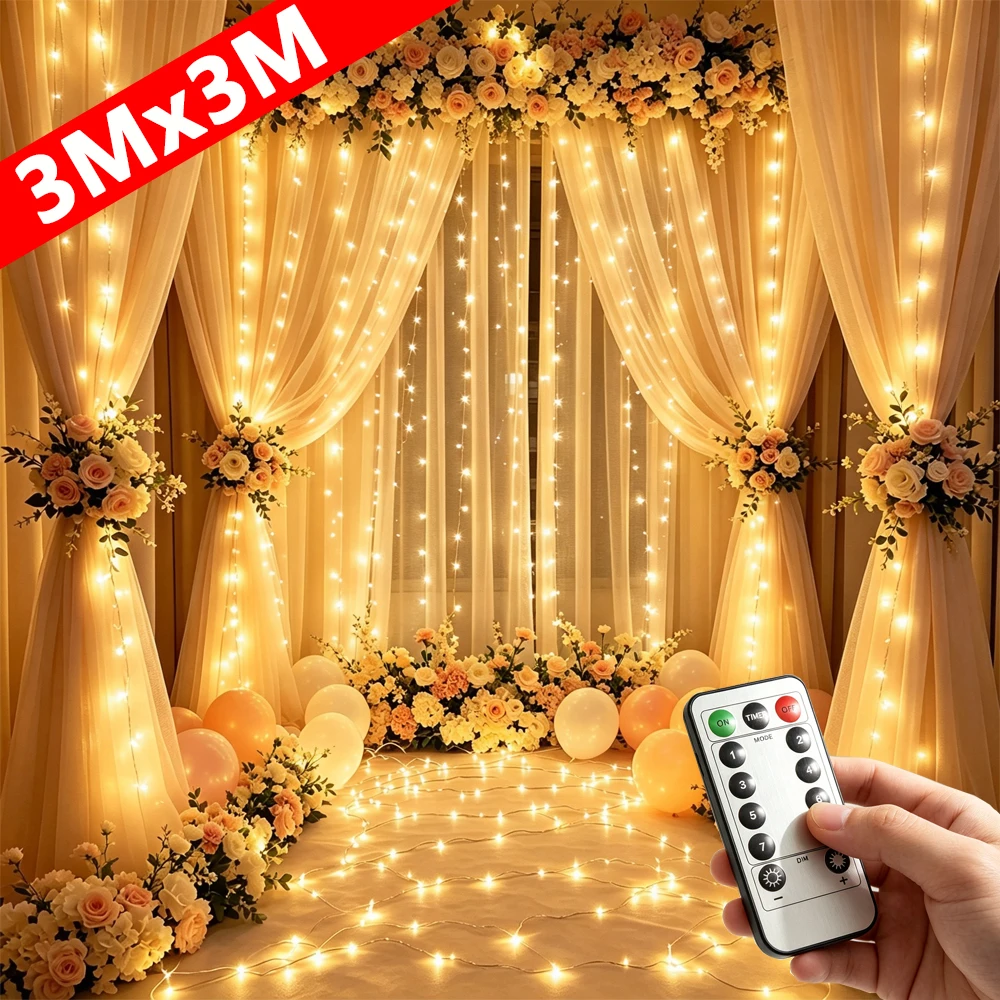 100/200/300/400/600LED Curtain String Lights USB Festoon Remote Control Fairy Garland Lights Christmas Decoration Bedroom Home