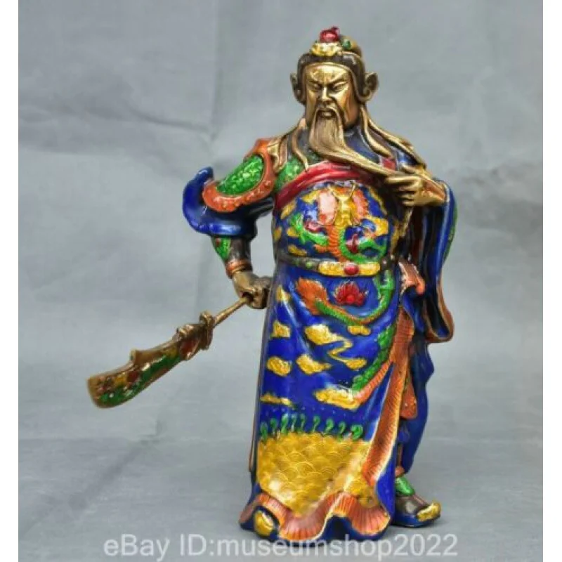 

9.2 " Marked Old Chinese Bronze Cloisonne Gilt Dynasty Guan Gong Yu God Statue