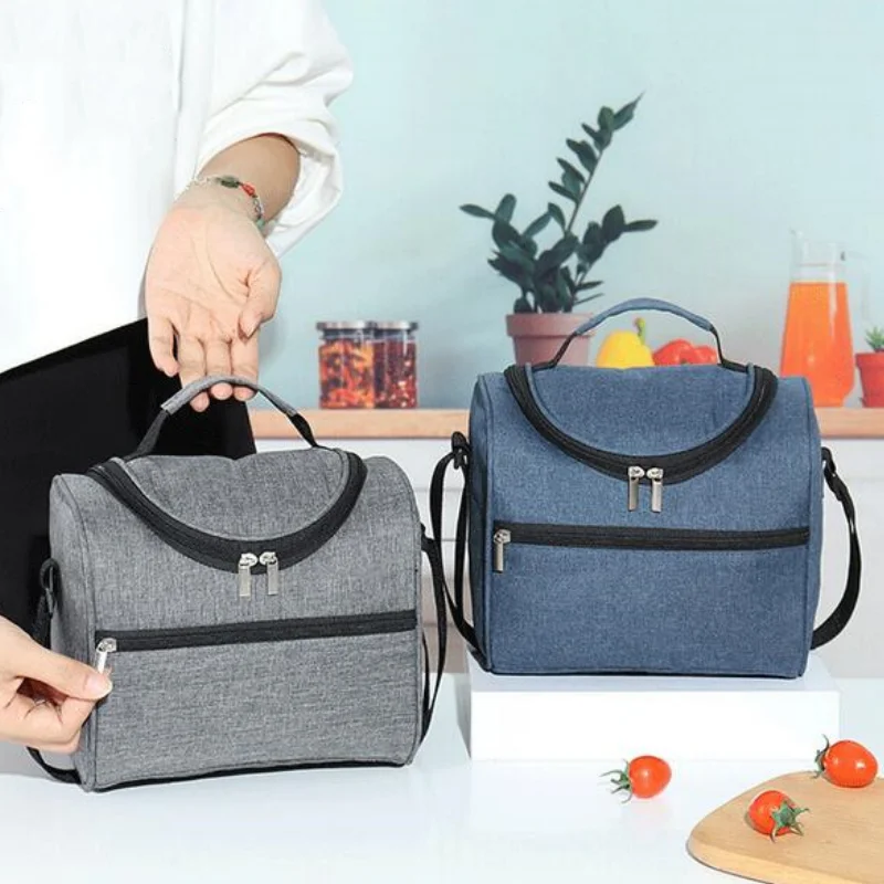 Large Capacity Square Thermal Lunch Bags Portable Zipper Cooler Bag Insulation Picnic Food Bento Bags Travel Bag for School Work