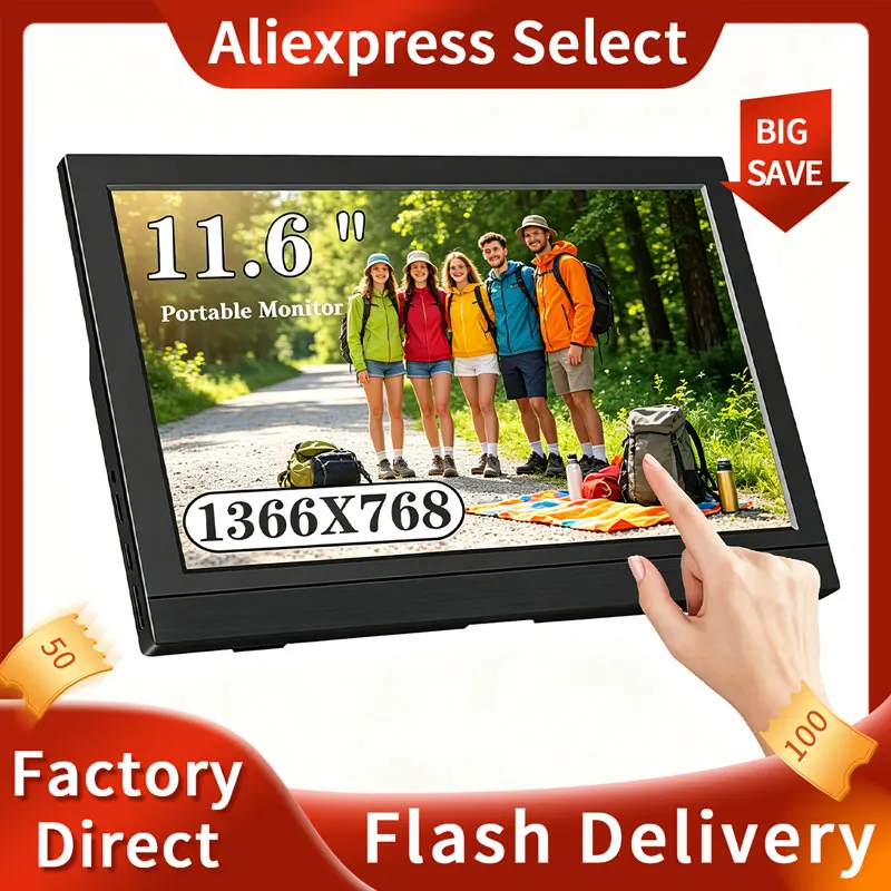 11.6-inch portable monitor supports gaming screens on Phone PC Extension Mobile laptops, PCs, Xbox, and Switch Touchable