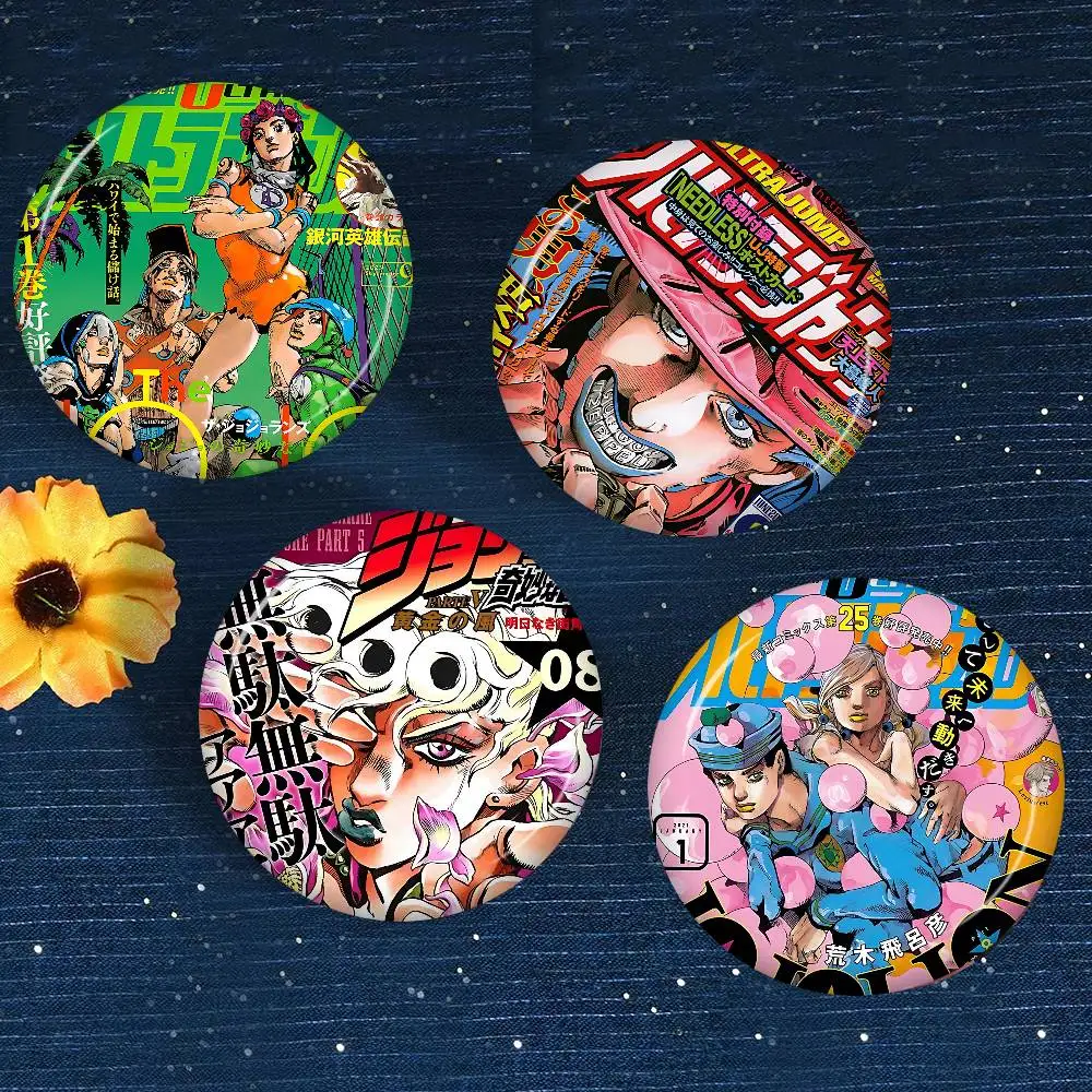 Anime JoJo Bizarre Adventure 58mm Cute Anime Figure Icon Badge Handmade Tinplate Brooch for Backpack Clothes Chest Ornament - view 3