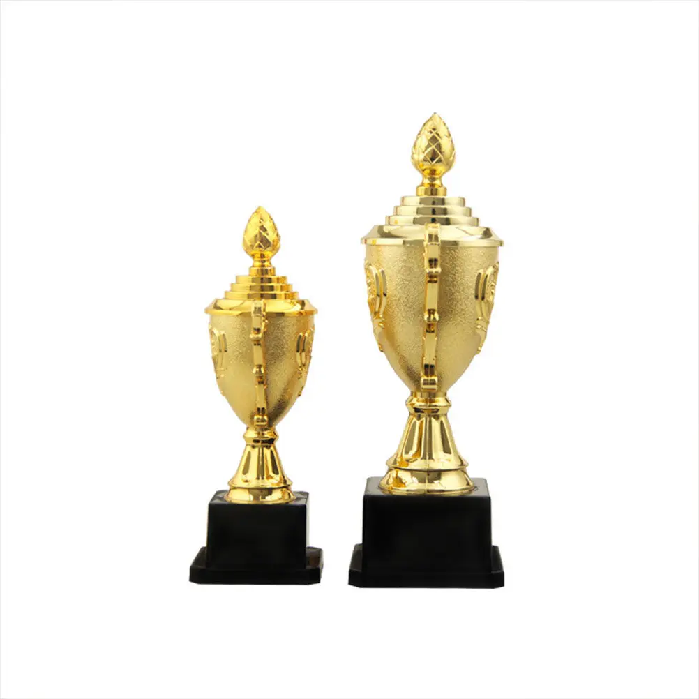 ミニプラスチック製金賞トロフィー-24cm-ブラックベース-パーティー賞品-教室のご褒美-賞品-競技会ギフト
