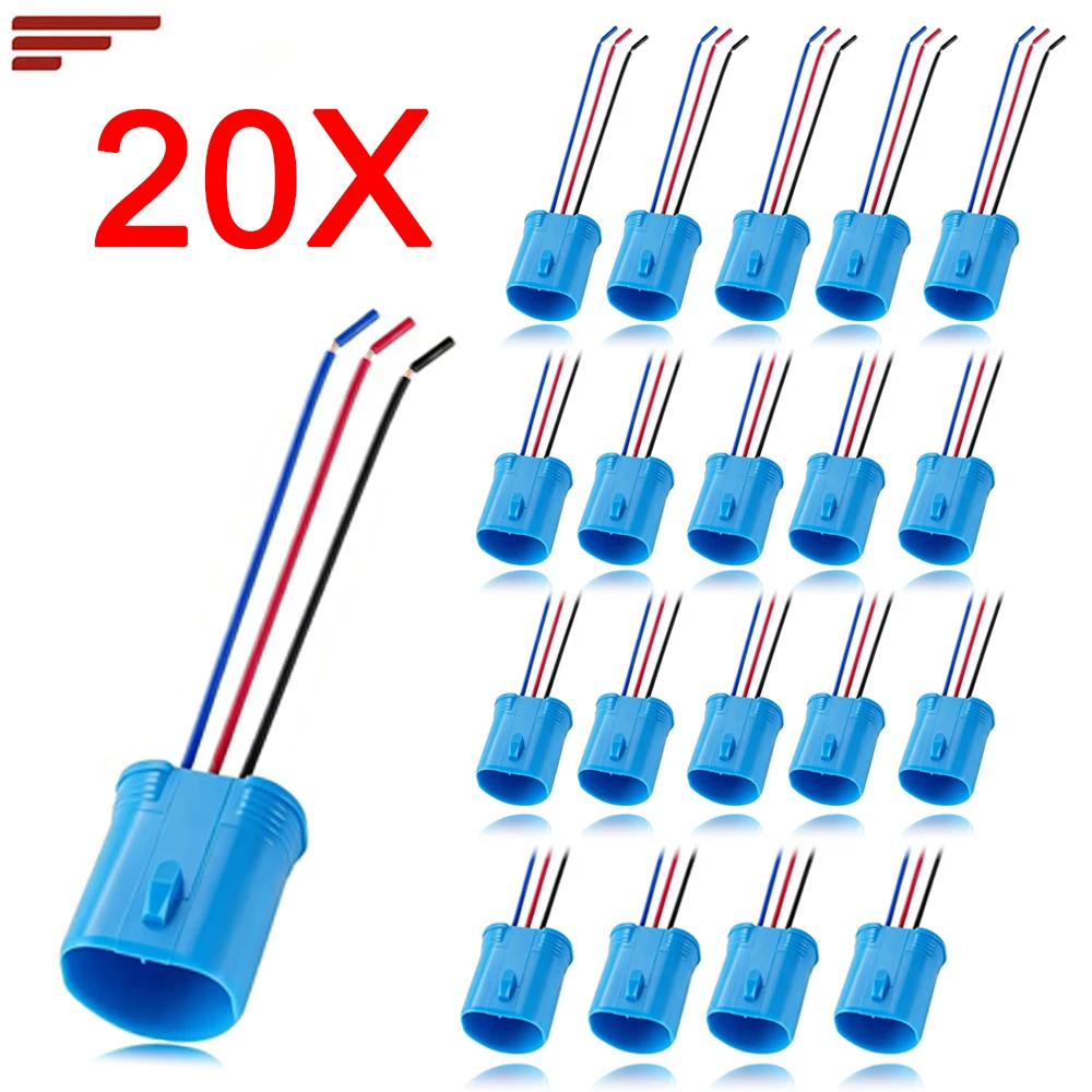 20PCS  Male Adapter HB1 9007 9004 HB5  LED Bulb Lamp Light Wire Connector Plug Socket Holder