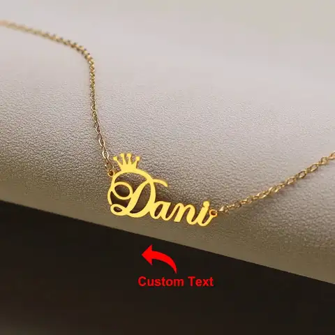 Personalized Crown Name Necklace Women ICFTZWE