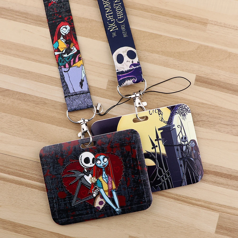 The Nightmare Before Christmas Lanyard Card Holder Neck Strap for key ID Card Badge Holder DIY Hanging Rope Keyring Accessories