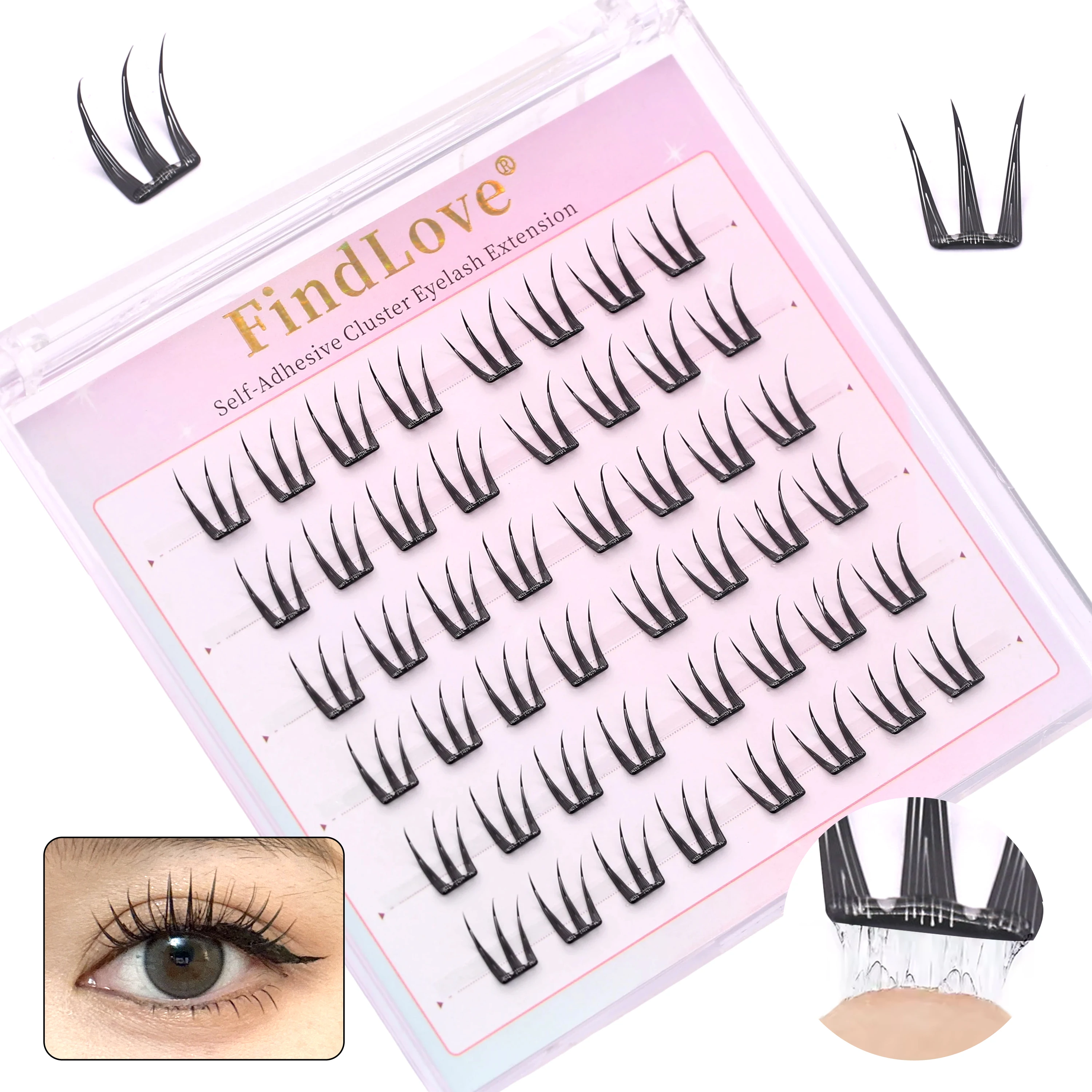 FindLove Wholesale Bulk Individual Professional Starter Synthetic Hair Segment Lashes Pre Glued Natural Long C Curl Mixed Length