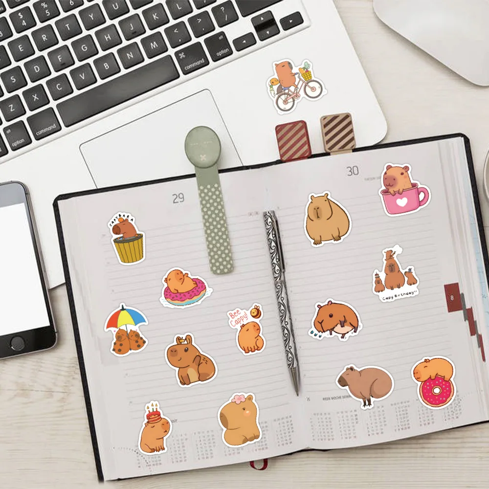 Autocollants Capybara, 60/120 pièces, stickers, kapibara, jouets, anime, journal intime, décalcomanie, bricolage, skateboard, ordinateur portable, moto, étanche, cool, pack pour enfants