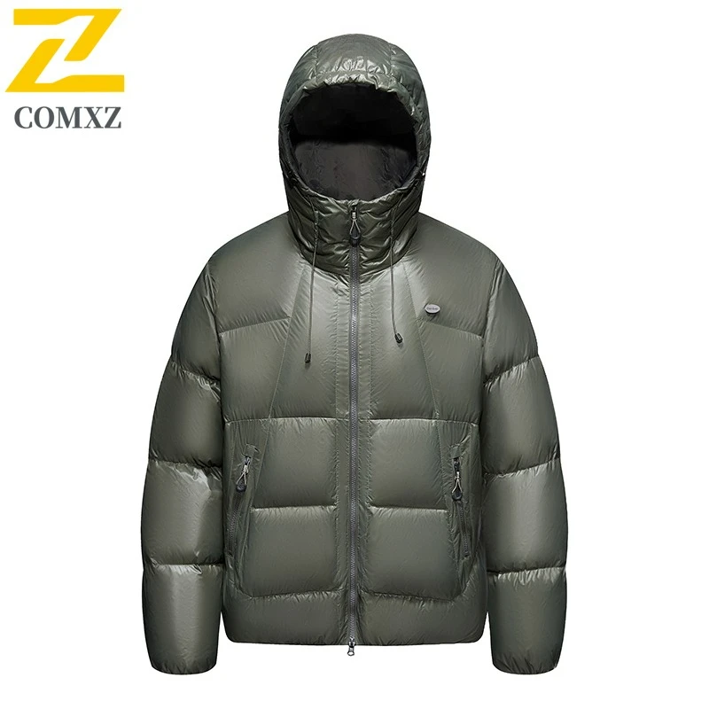 

COMXZ Winter Down Jacket Men Women Luxury Designer Fluffy Warm 90 Duck Down Coat Snow Ski Short Hooded Lightweight Puffer Jacket