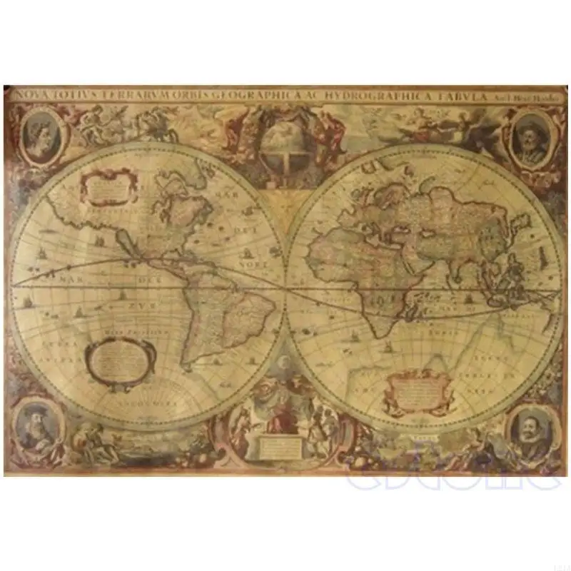 2025 جديد 71x50cm الرجعية خمر أولد غلوب الخريطة غير اللامع ملصق الورق البني ملصق المنزل