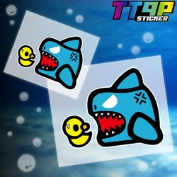 JDM Cute Cartoon Shark Reflective Stickers Decor Motorcycle Body Helmet Decals Accessories for Honda PCX CB650R Africa Twin 1100