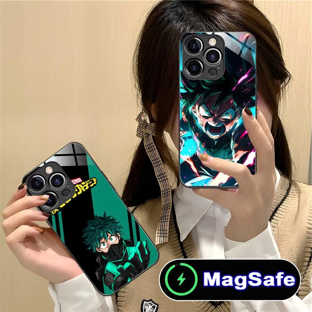 

My Hero Academia Izuku Deku Phone Case for iPhone 16 15 14 13 12 11 Pro Max Plus Mini MagSafe Glass Colour Protective Smartphone