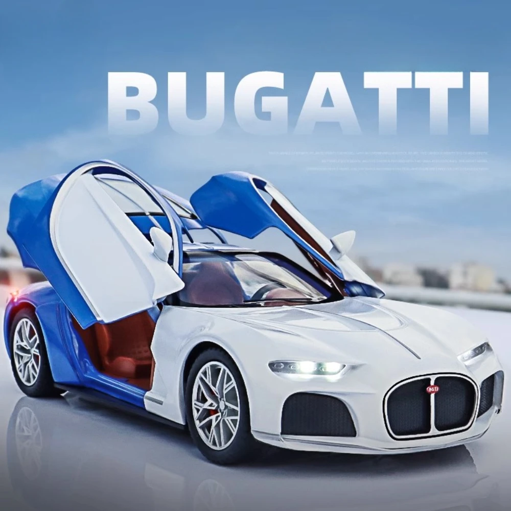 

1:24 Игрушечная модель Bugatti Atlantic, спортивные автомобили, литой под давлением из сплава, звуковой свет с откатным механизмом, 3 двери, открытый рождественский суперкар, подарки для детей