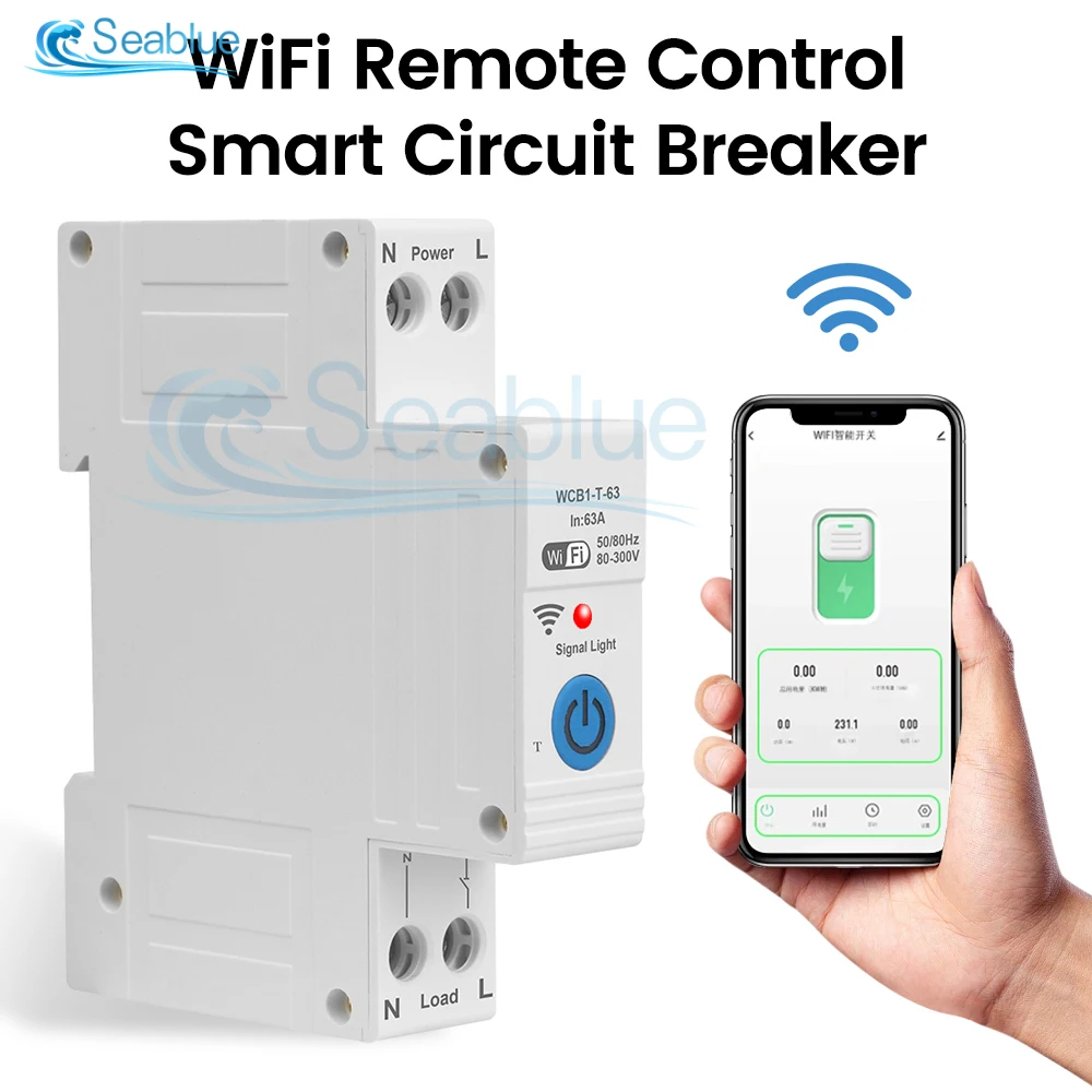 

WCB1-T-63 Smart Circuit Breaker WiFi Remote Control On-Off Timer Switch Battery Switch Protector WiFi Switch Work with By Tuya