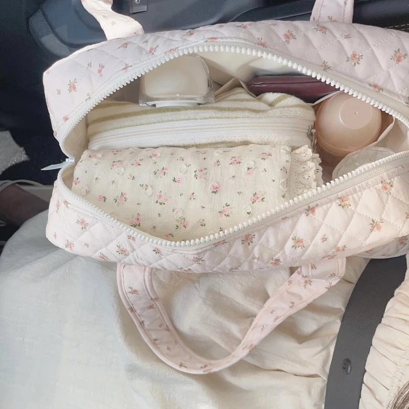 Koreanische Mode Floral Windel Tasche für Frauen Süße Blume Große Kapazität Mutterschaft Pakete Weiche Baumwolle Neugeborenen Zeug Lagerung Tasche