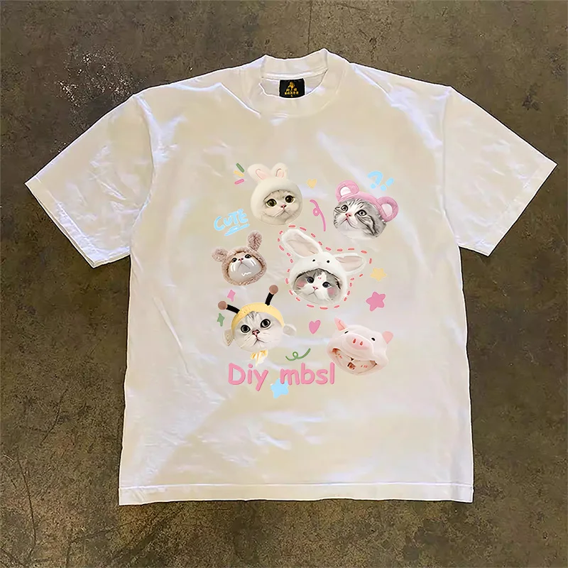 Loose Fit Short Sleeve T-Shirt Pure Cotton Double Thread Women's Style Heavyweight Couple's Tee Casual Summer Fashion