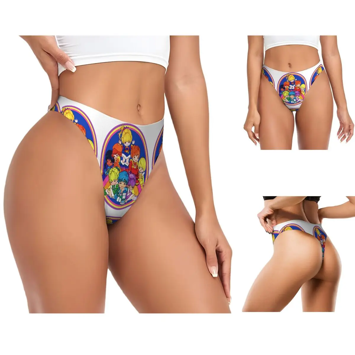 calcinhas-g-string-personalizadas-rainbow-brite-e-amigos-respiraveis-confortaveis-e-elasticas-para-mulheres