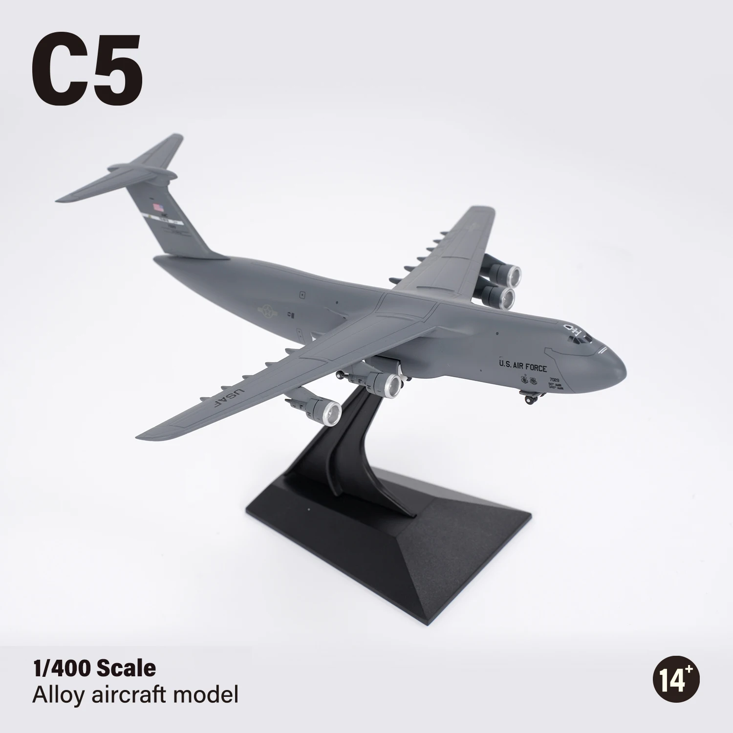 

1/400 Alloy C-5 Galaxy Military Transport Aircraft Model USAF Airplane Collection Fighter Toy for Adults