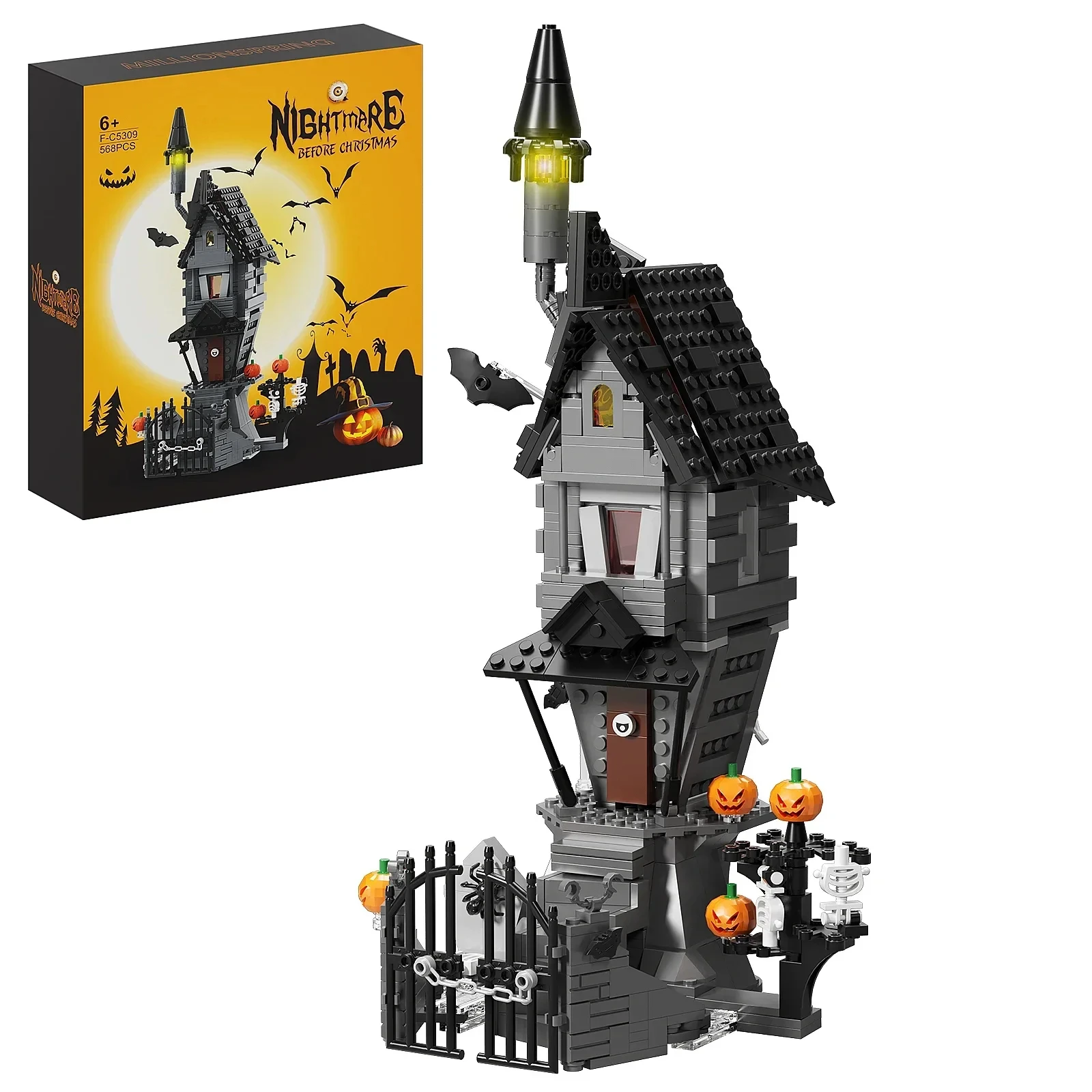 

MOC House-Nightmareal Before Building Blocks Set Ghost Skeleton Hut DIY Bricks Children Christmas Halloween Birthday Gift