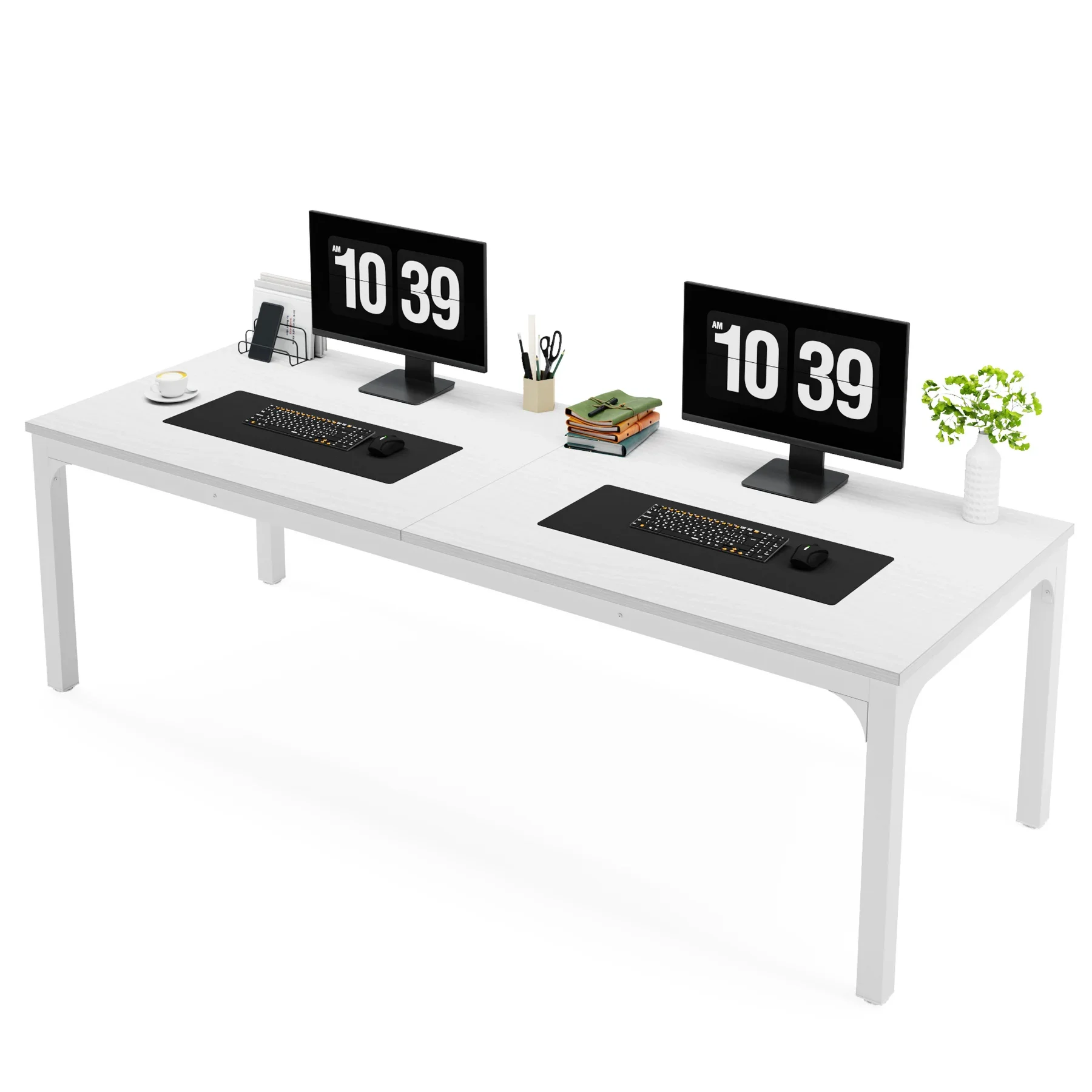 Tribesigns 78,7 inch extra lang computerbureau 2-persoons bureau, dubbel lang bureau, werkstation voor thuiskantoor