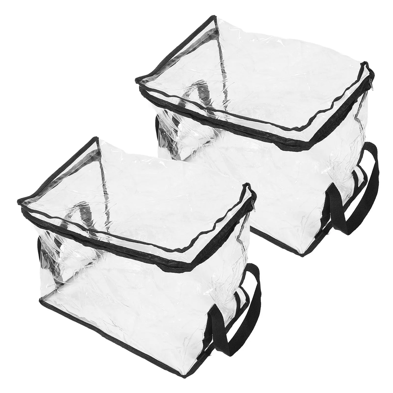 

2Pcs Transparent Book Organizer with Lid Lifting Handle Clear PVC Collapsible Book Storage Bag Document Display Case for School