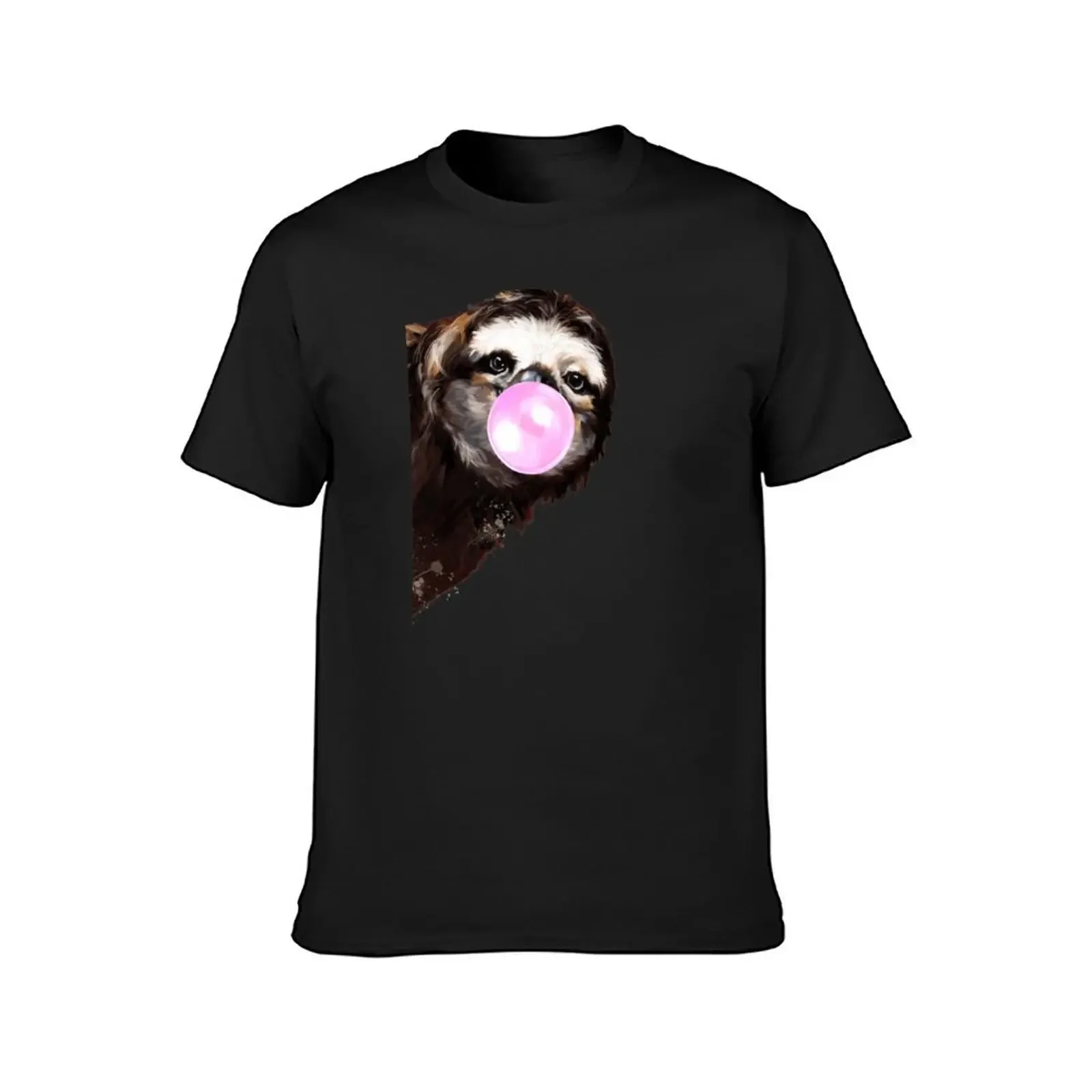 Playful Sneaky Sloth with Bubble Gum T-Shirt anime figures anime cute tops sublime mens designer t shirt