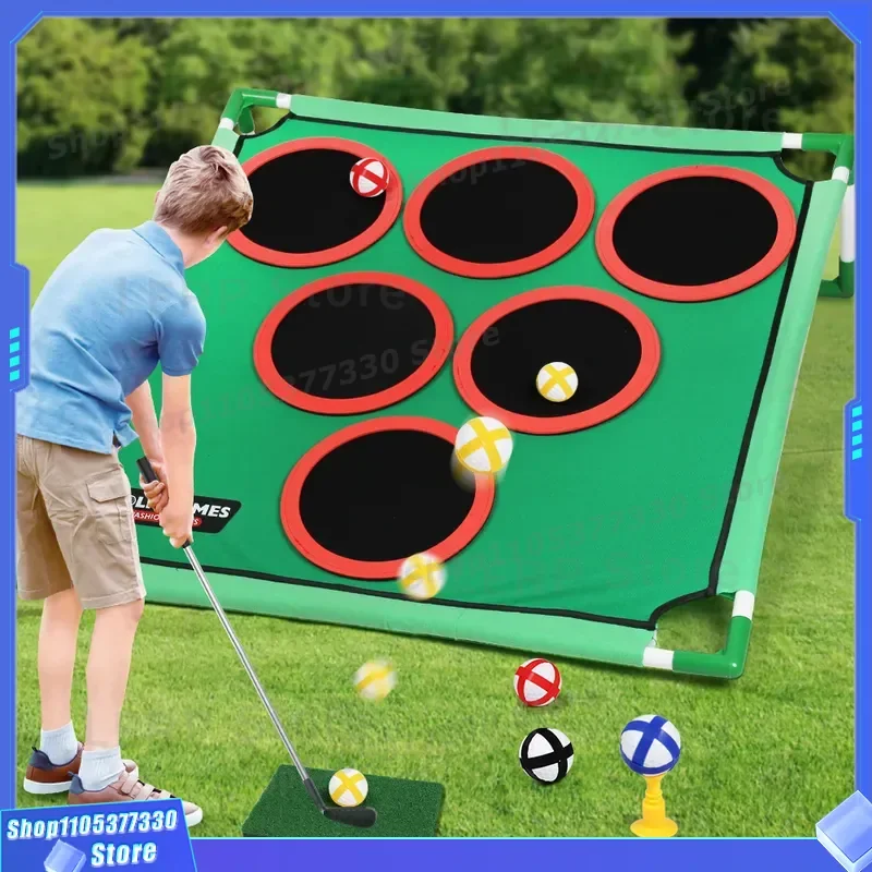 Portable Golf Practice Mat With Stand Indoor Outdoor Target Game For Family Parent Child Interactive Sports Training Tool