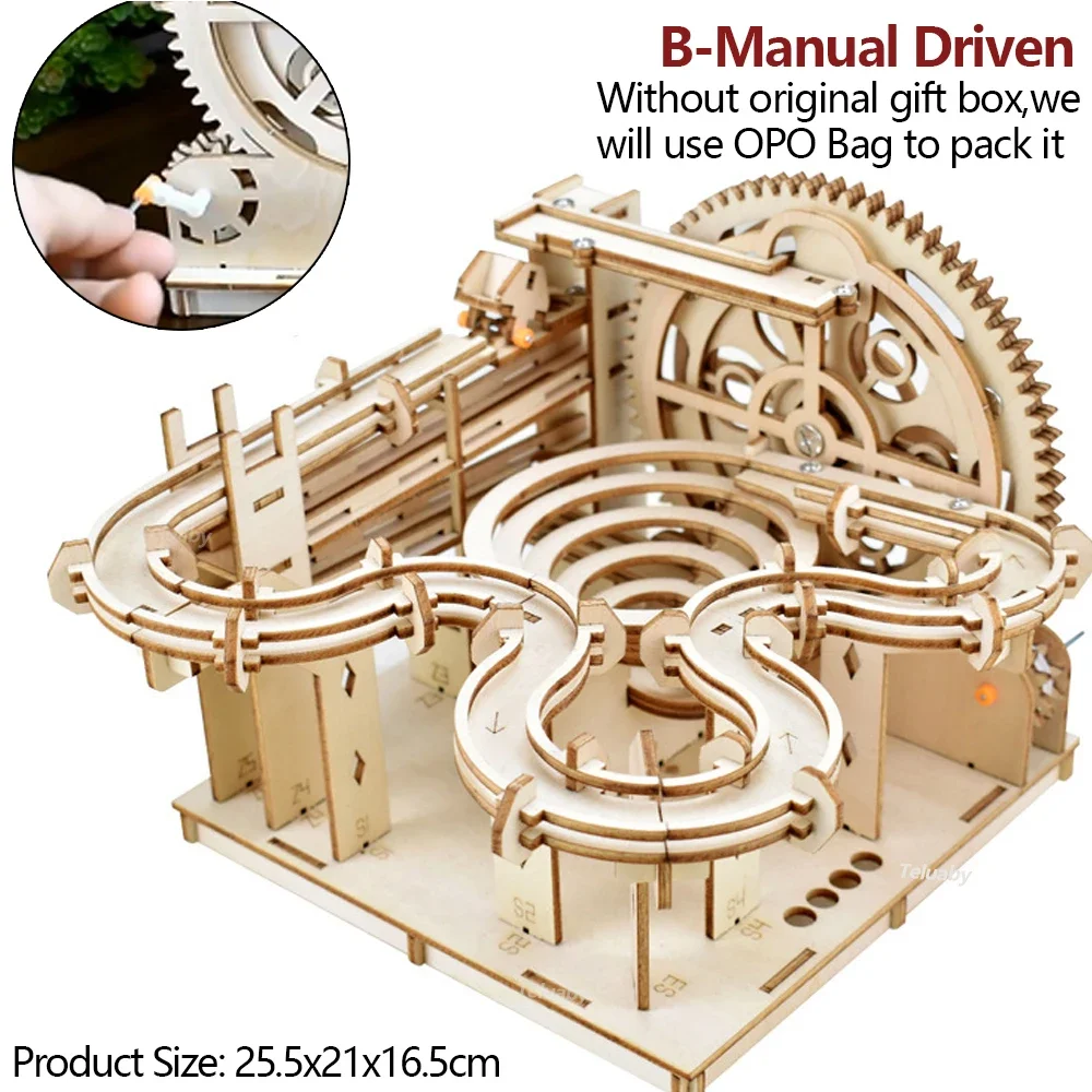 3D Houten Puzzel Marmer Run Set DIY Monteren Mechanische Modelbouwsets STOOM Educatief Speelgoed voor Volwassen Kinderen Verjaardagscadeautjes