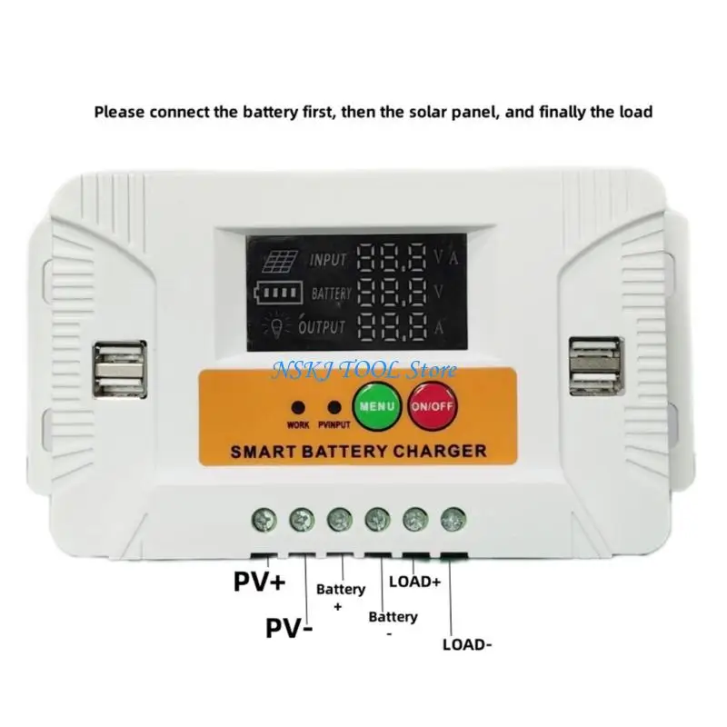 L8RC Bright LCD Screen Solar Controllers High Current Capacity Small Power Management Easy to Use for Off Living
