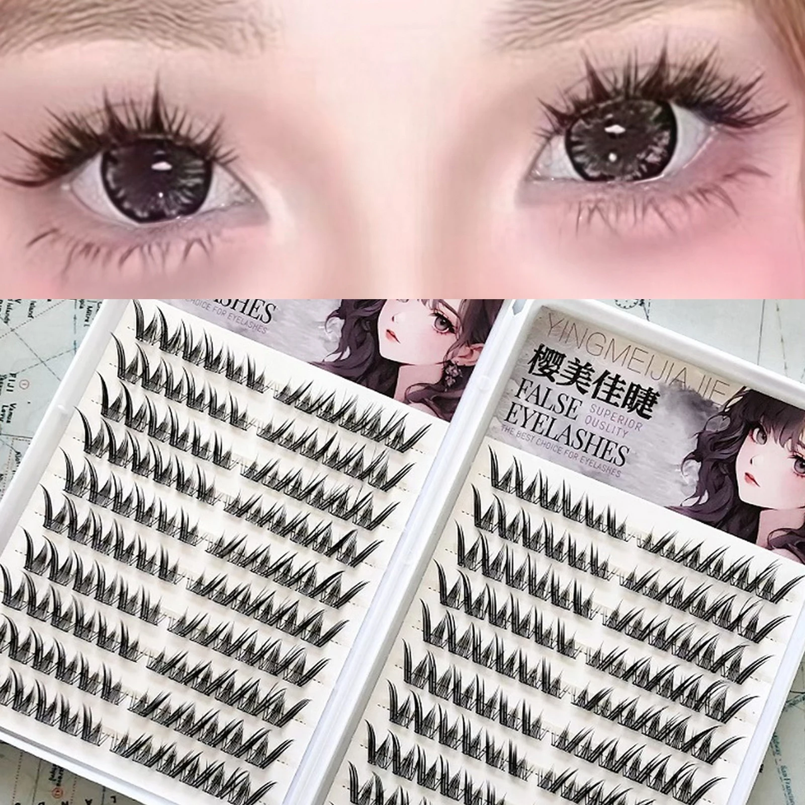 ナチュラルカーリングフォックススタイルつけまつげアイテール長 - Eyelash Extension Fox Eye のレビューと価格