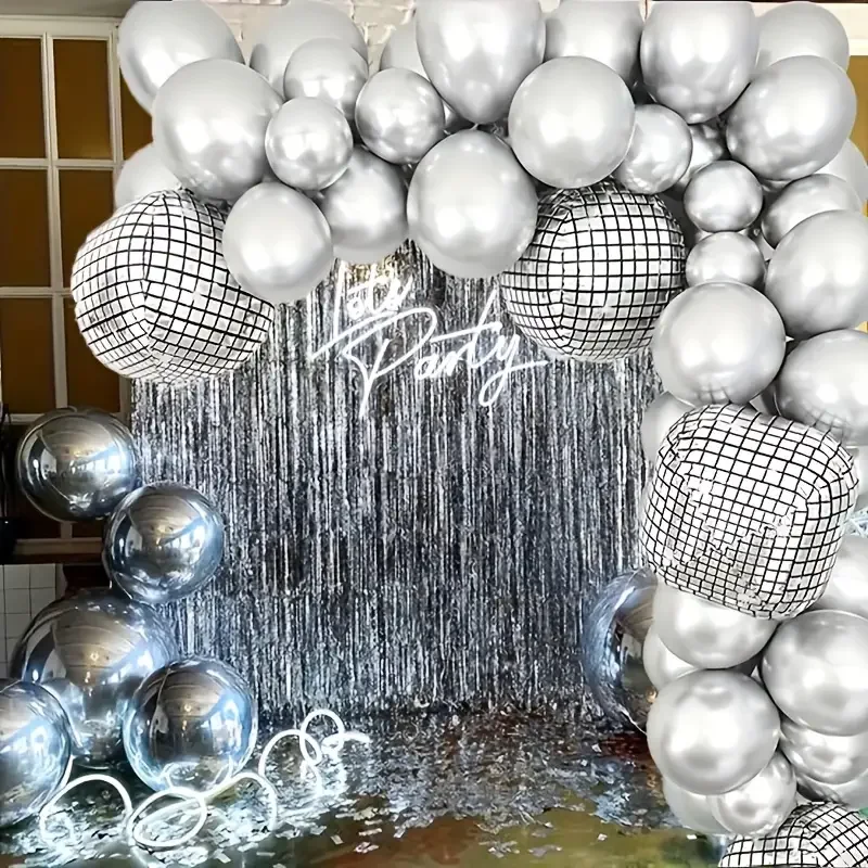 Metallic Silver Balloons 84pcs Silver 18 12 10 5 Inch Chrome Balloon Garland Arch Kit Birthday Wedding Baby Shower Party Decor