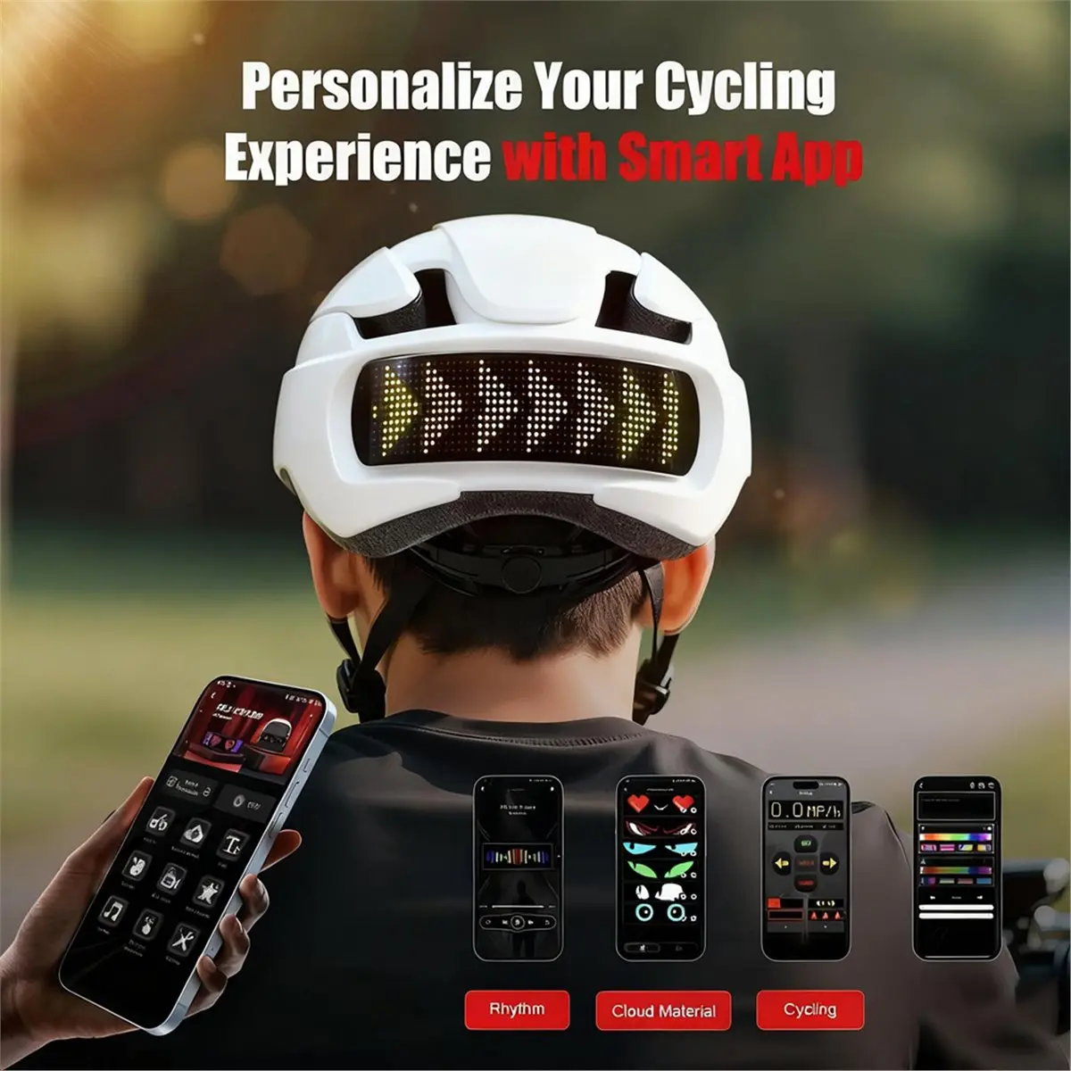 2026 New LED Bike Helmet with LED Display Screen Taillight Smart APP Control Bicycle Helmet Road Cycling Helmets