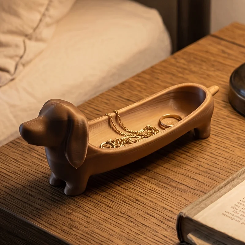 Minimalist Nordic Dachshund Storage Tray Entrance Key Watch Cufflinks Organizer Desktop Decor Creative Gift For Father's Day Chr