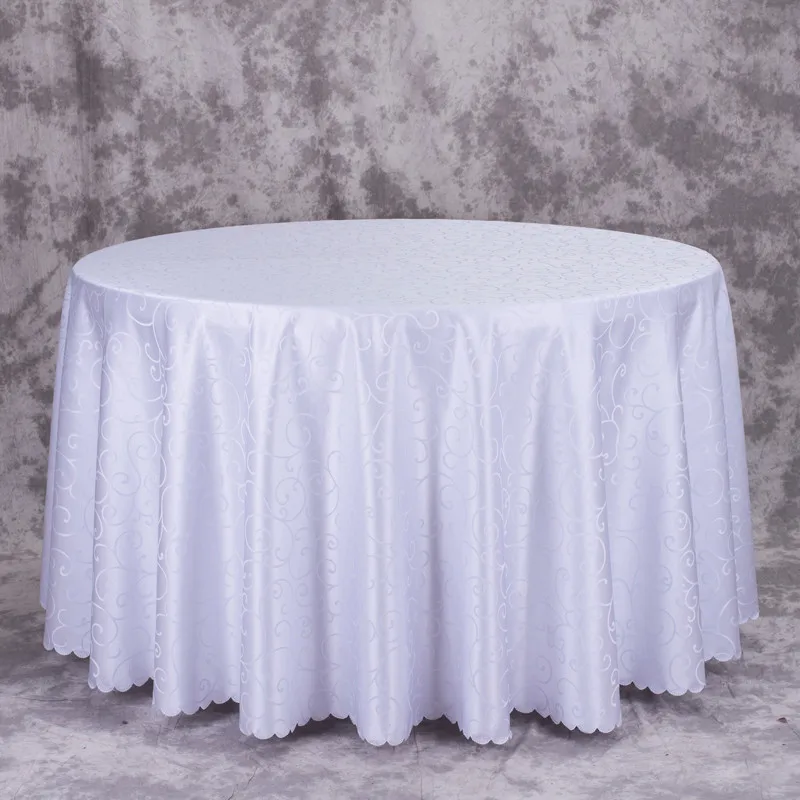 Wholesale Big Size Polyester Wedding Tablecloth Jacquard Red Round Table Cloths Hotel Dining Table Cover Decor Solid Table Linen