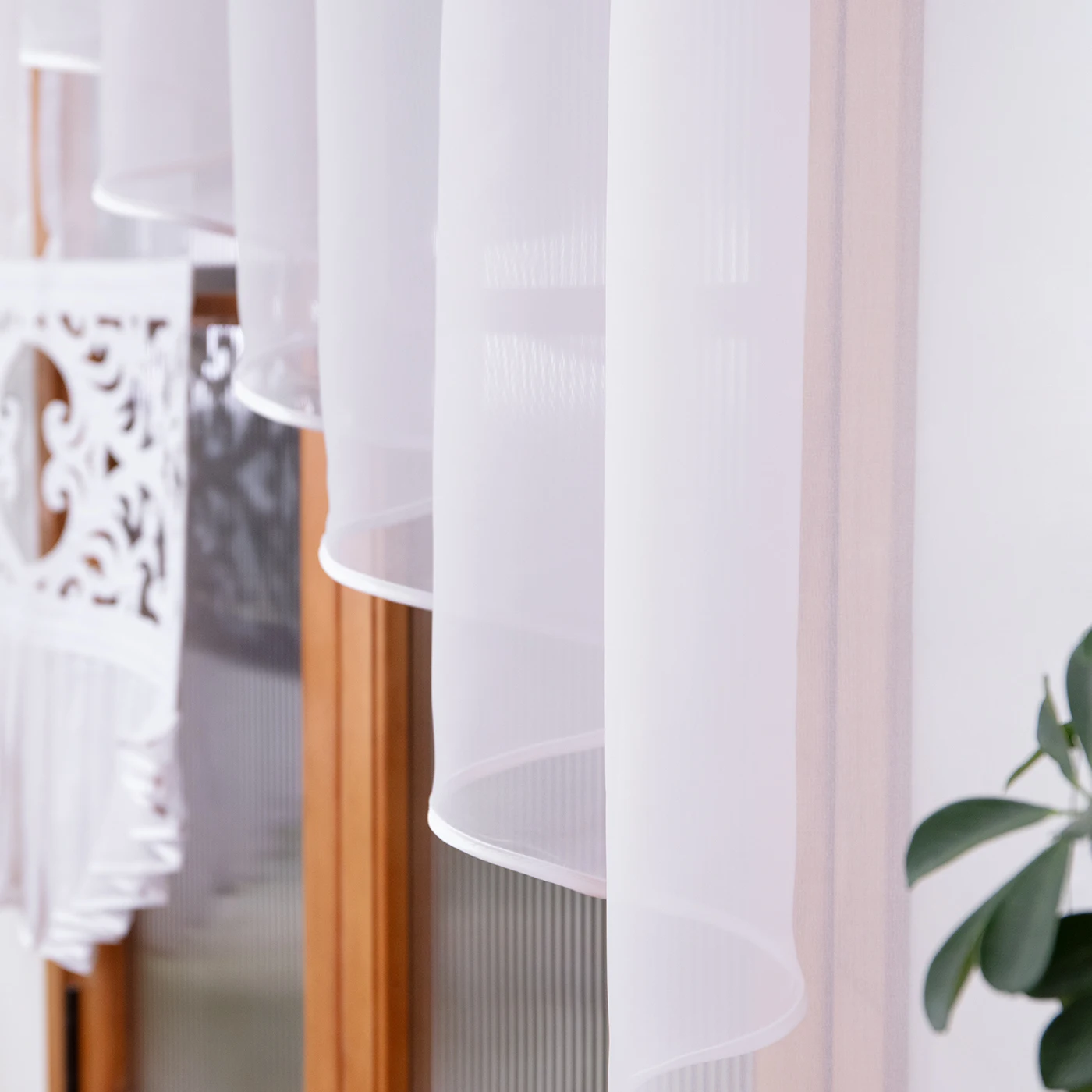 2PCS Romantic Hollow Cut Sheer Curtains, Light‑Filter Drapes, For Living Room, Sweet Housewarming Gift