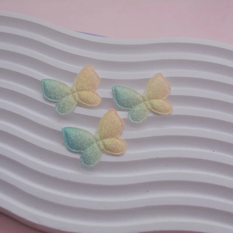 40 Stück glänzende Schmetterlings-Applikationen in zwei Größen, gepolstert, für Kinderhüte, zum Selbermachen von Haarbanden, Haarspangen, als Accessoires und zum Aufnähen. – Detail 9