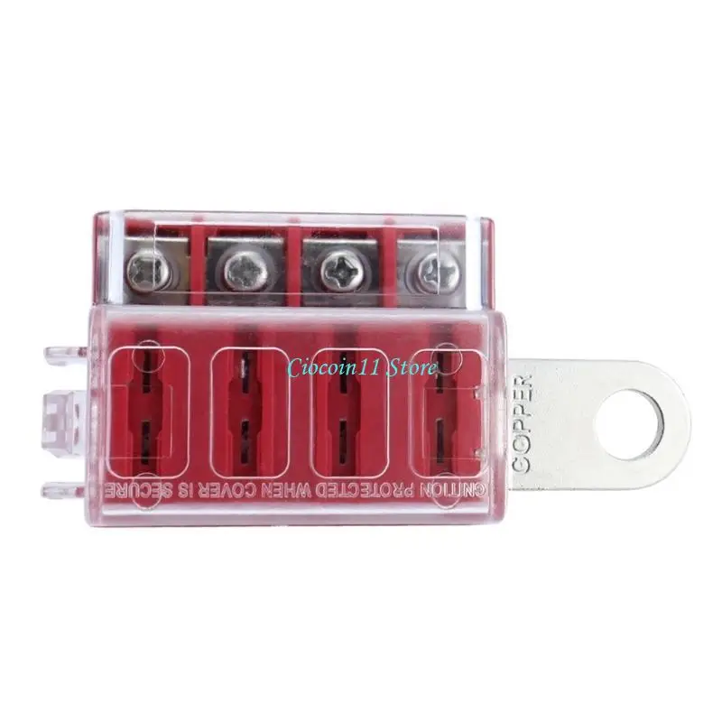 Y1UB Automotive Fuses Box set 4 Way Circuit Protections with Dustproof Cover for Enhanced Safety in Vehicles & Boats