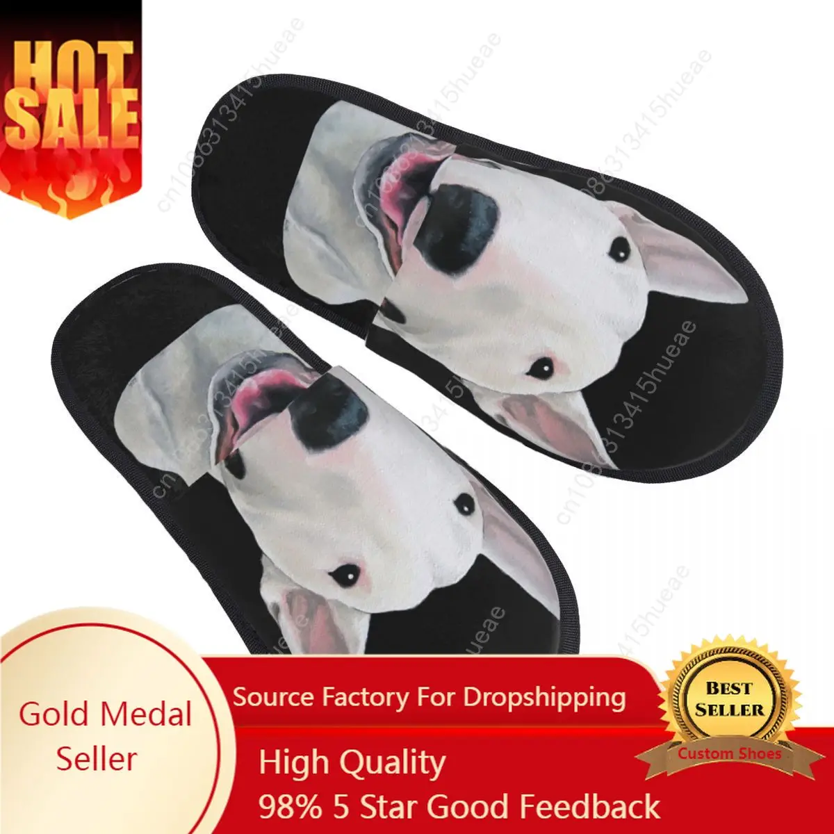 

Personalized Bull Terrier House Slippers Women Comfy Memory Foam Funny Print Dog Puppy Slip On Hotel Slipper Shoes