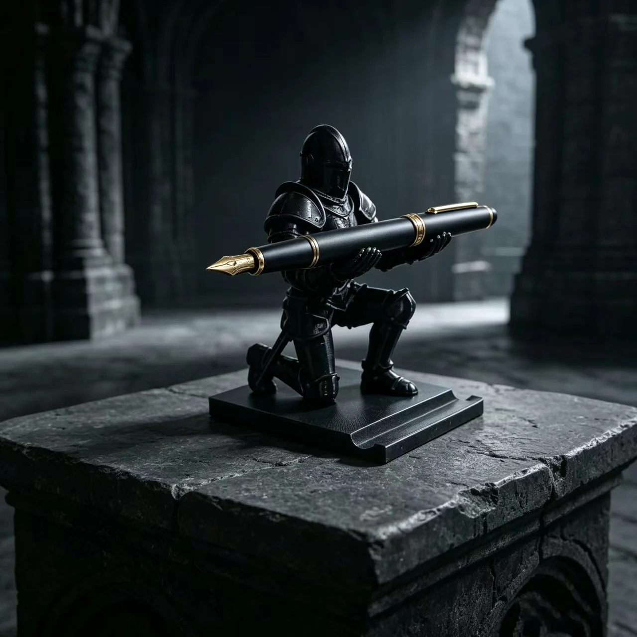 Medieval Dark Knight Pen Holder Creative Art Pen Holder Desktop Pen Storage Rack Warrior Decoration Craft Desktop Ornament