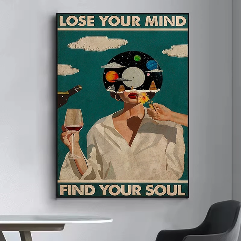 

Lose Your Mind Find Your Soul Print Poster Vintage Posters Music-Inspired Wall Art Retro Poster Prints Living Room Bedroom Decor