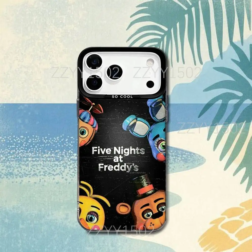 FNAF F-Five N-Nights at-Freddys Phone Case For iPhone 17,16,15,14,13,12,X,8,Pro,Max,Plus,SE4,Air,Mini HD Black IMD Matte
