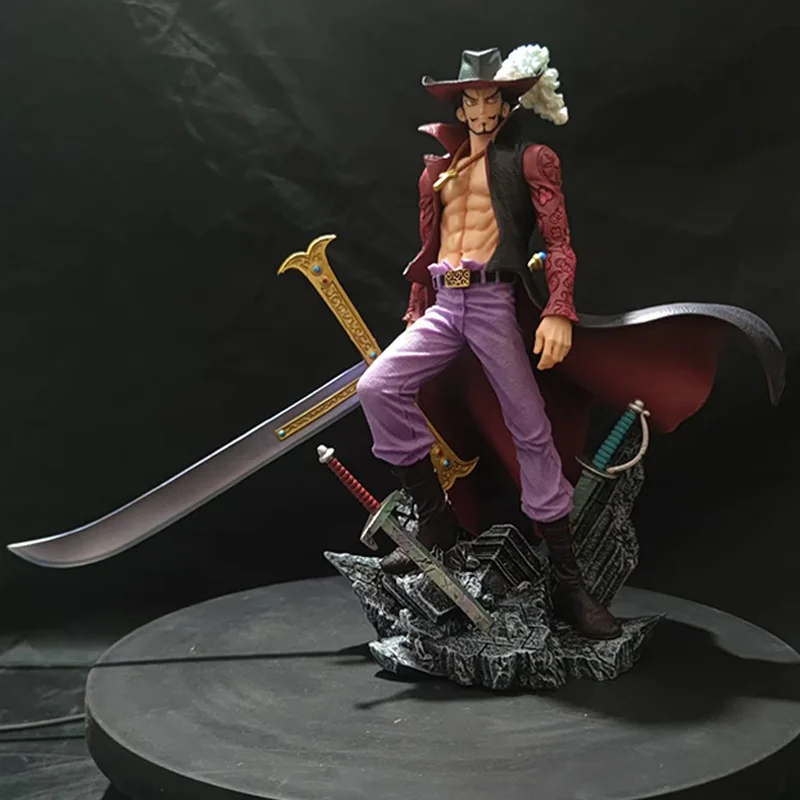 28cm Gk Dracule Mihawk One Piece Anime Figures The Knife Holding Posture To Hand Swap Desktop Statue Model Kids Toys Xmas Gift G